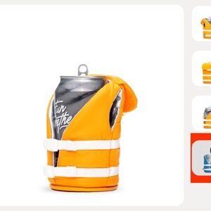 Puffin Drinkwear Orange and Silver life jacket Koozie Drink Holder